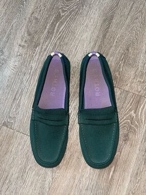 Rothys The Driver | Loafer slip on shoe in green causal